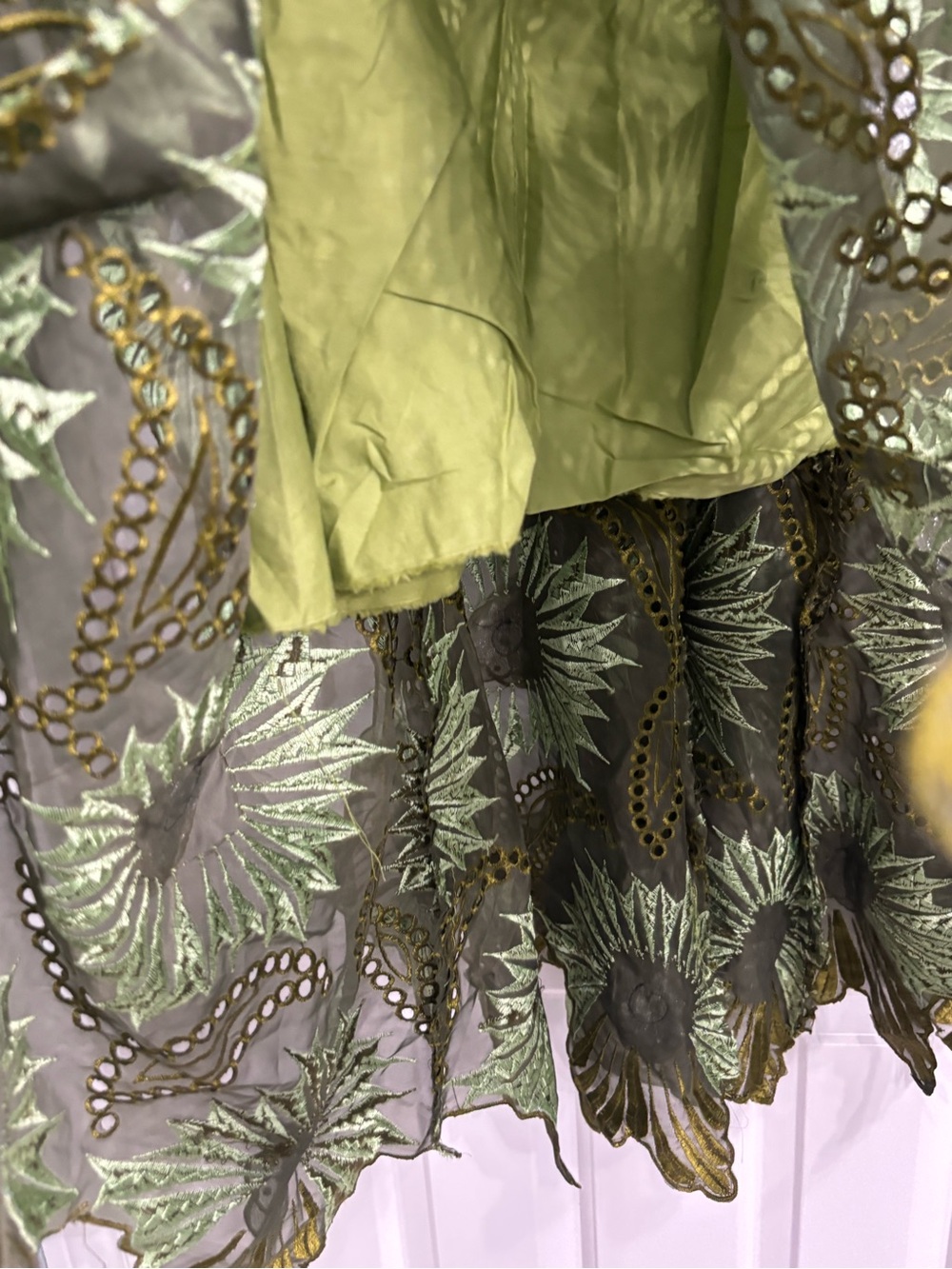 Green Floral Eyelet Maxi Skirt - Picture 6 of 6